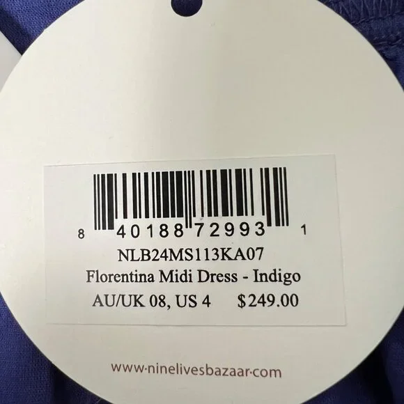 Nine Lives Bazaar Womens Florentina Sleeveless Midi Dress Indigo Purple size 4 - Picture 13 of 14